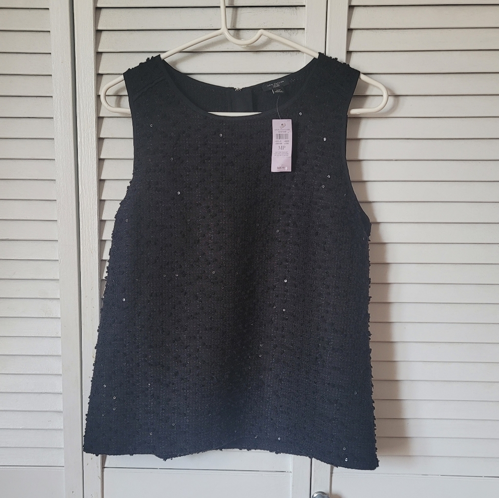 ANN TAYLOR Petite Sequin Top, Size MP